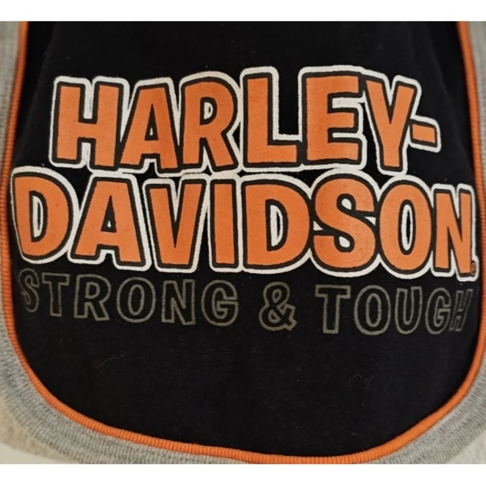Harley Davidson Baby Bib Black and Orange Age 12 Month Logo Strong & Tough